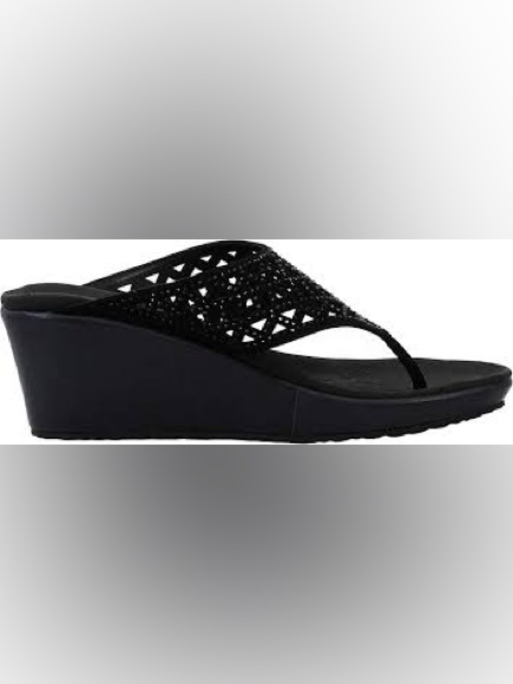Skechers Black Laser-Cut Thong Sandals